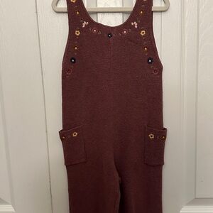 Zara Burgundy Knit Jumpsuit